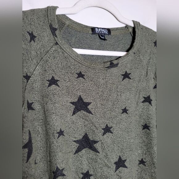Buffalo David Bitton Green Black Star Sweatshirt Sweater Pullover Size Small - Picture 3 of 6
